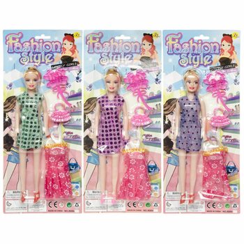 Poup&eacute;e de Mode avec Robe sur Carte (12 pcs)