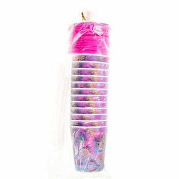 Gobelet Princesse pour Boissons et Glaces avec Paille (12 pi&egrave;ces)