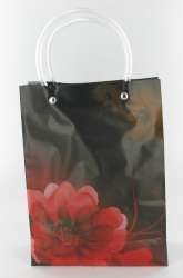 Sac Cabas / Sac Cadeau Noir/Fleur Rouge Large (12 pcs)