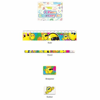 KIT DE PAPETERIE SMILEY 4 PIÈCES (24 pcs)