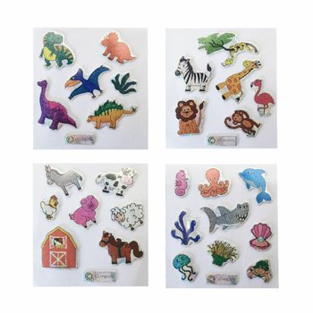 Stickers Pailletés - Modèle : Mix Animaux (100 pcs)