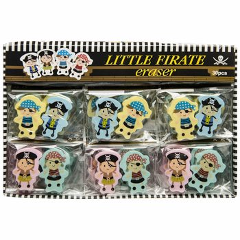 Set de Gommes Figurines Pirates - 2 Pi&egrave;ces en Pr&eacute;sentoir