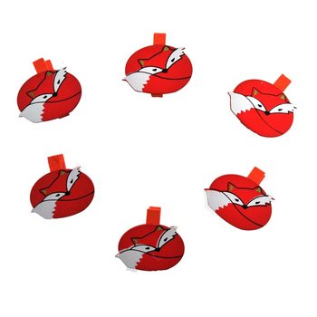 Mini-pinces d&eacute;coratives lot de 6 - Mod&egrave;le : Renard (24 sets)
