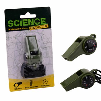 SIFFLET DE SURVIE SCIENCE EXPLORER AVEC BOUSSOLE ET THERMOMÈTRE (24 pcs)