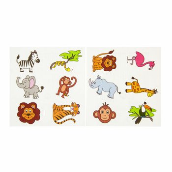 TATOUAGES FUN &ndash; MOD&Egrave;LE : ANIMAUX DE LA JUNGLE (96 pcs)