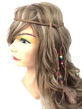 SERRE-TÊTE STYLE IBIZA AVEC PERLES MARRON (1 pc)