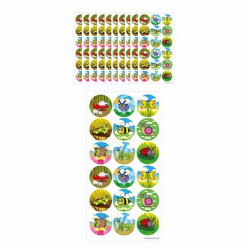 AUTOCOLLANTS FUN - INSECTES - 18 STICKERS PAR FEUILLE (10 pcs)