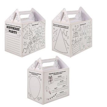 Boîte Menu – Happy Birthday – À Colorier - 14 x 9,5 x 18 cm (24 pcs)