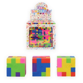 GOMME CUBE PUZZLE - EN PRw&Eacute;SENTOIR (120 pcs)