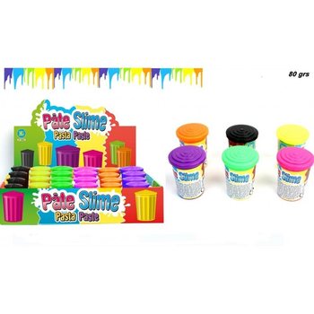 SLIME COLORÉ EN BARIL (80 GRAMMES) EN PRÉSENTOIR (24 pcs)