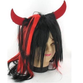 PERRUQUE DE DIABLE AVEC CORNES (5 pcs)