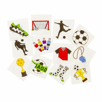 Tatouages Fun Football - Pr&eacute;sentoir de 48 Pochettes (12 Tatouages par pochette)