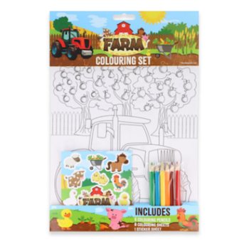 Grand Kit de Coloriage Ferme - Crayons et Autocollants Inclus (12 pcs)