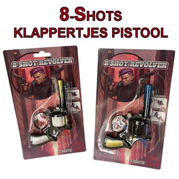 PISTOLET À AMORCES 8 COUPS SUR CARTE (24 pcs.)