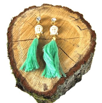 Boucle d'oreille look Ibiza Bouddha Menthe/Crème (1 pc)