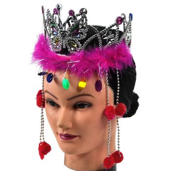 COURONNE ARGENTÉE AVEC BORD EN PELUCHE ET CORDONS (12 pcs)
