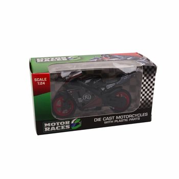 MOTO SUPER SPORT DIE CAST, &Eacute;CHELLE 1:24 EN PR&Eacute;SENTOIR (24 pcs)