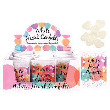 CONFETTIS CŒURS BLANCS MARIAGE EN PRÉSENTOIR (24 pcs)