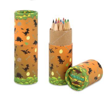 12x Crayons de Couleur en Tube : Modèle : Dinosaure - en Présentoir (20 pcs)