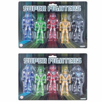 SUPER FIGHTERS - 5 Figurines d'Action sur Carte (6 pcs)