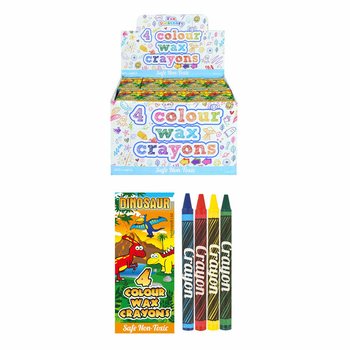 Sets de 4 Crayons de Cire - Modèle : Dinosaure en Présentoir (120 pcs.)