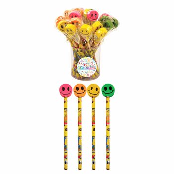 Crayons Smiley Joyeux avec Gomme (24 pi&egrave;ces)