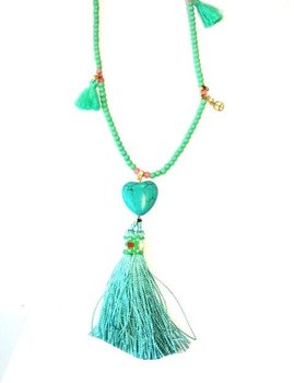 Colier Turquoise Style Ibiza avec Cœur (1 pc)