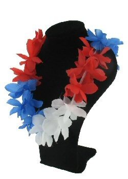 Collier Hawaïen - Rouge/Blanc/Bleu (12 pcs)