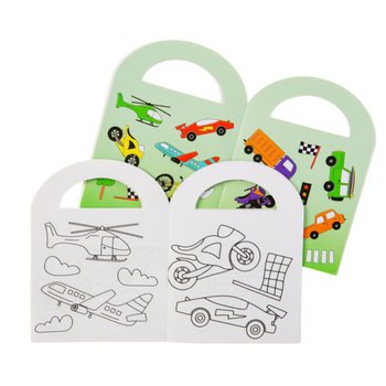 Petits Cahiers de Coloriage V&eacute;hicules avec Autocollants (48 pcs)