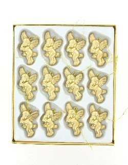 12 Anges de Noël Dorés en Boîte