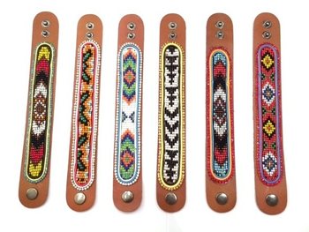 Bracelet en Cuir Aztèque avec Strass Pack Mixte (6 pcs)