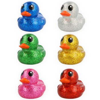Grands Canards de Bain Pailletés Multicolores - 10x8x8 cm (6 pcs.)