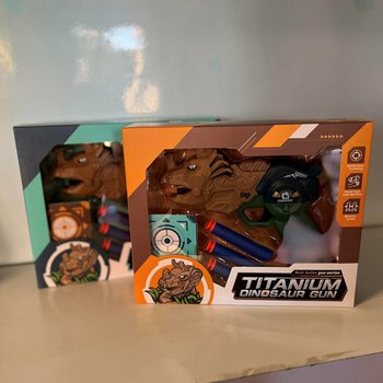 Pistolet Dinosaure avec Fl&eacute;chettes et Cible - Coffret Cadeau (Lot de 2)