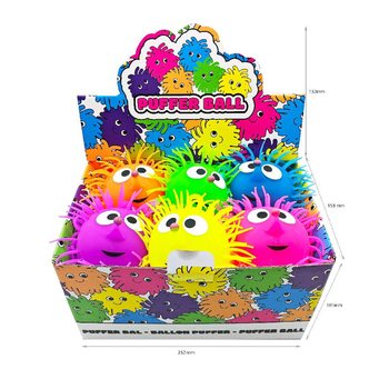 BALLE PUFFER AVEC YEUX - 13CM - EN PR%%SENTOIR (12 pcs)