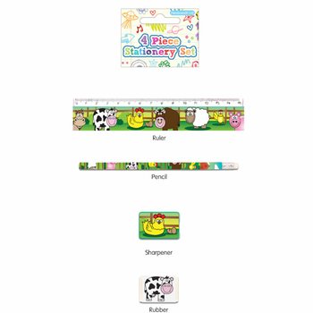 Kit de Papeterie Animaux de la Ferme 4 Pièces (24 pcs)