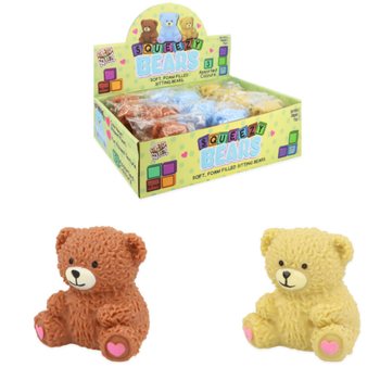 OURS SQUISHY SQUUZY - COULEURS VARI&Eacute;ES - EN PR&Eacute;SENTOIR (12 pcs)
