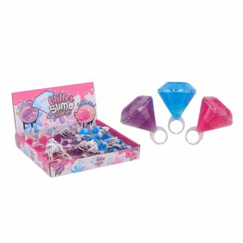 BAGUES DE SLIME &Agrave; PAILLETTES EN PR&Eacute;SENTOIR (24 pcs)