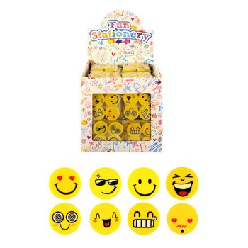 Lot de gommes : Set de 4 gommes Smiley en présentoir (120 pcs)