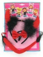 Serre-tête Diable avec Nœud & Queue (6 pcs)