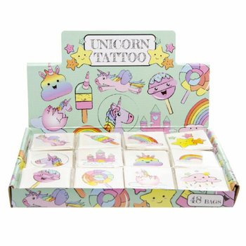 Tatouages Éphémères Licorne - Sachets de 12 (Présentoir de 48)
