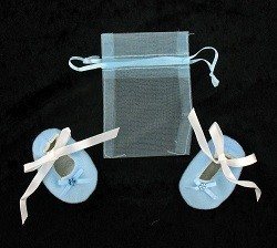 Petits Chaussons de B&eacute;b&eacute; avec Sachet Cadeau - Bleu (12 paires)
