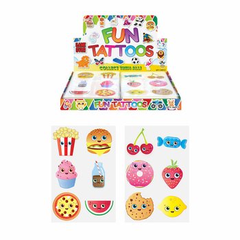 Tatouages Fun - Présentoir Visages d'Aliments (96 pièces)