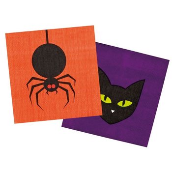 Lot de 12 Serviettes - Modèle : Araignée & Chat (6 sets)
