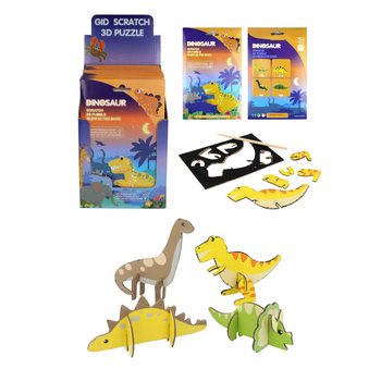 Puzzles Dinosaures 3D SCRATCH - Présentoir (18 pièces)