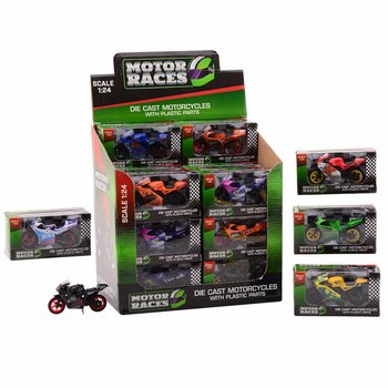 MOTO SUPER SPORT DIE CAST, ÉCHELLE 1:24 EN PRÉSENTOIR (24 pcs)