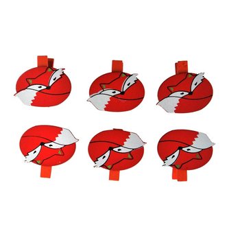 Mini-pinces d&eacute;coratives lot de 6 - Mod&egrave;le : Renard (24 sets)