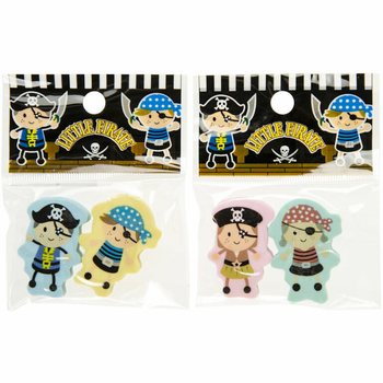 Set de Gommes Figurines Pirates - 2 Pi&egrave;ces en Pr&eacute;sentoir