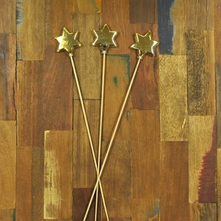 &Eacute;TOILE DE NO&Euml;L SUR TIGE - OR (6 pcs)