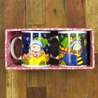 Lot de 2 Mugs de No&euml;l en Coffret Cadeau