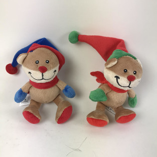 OURS DE NO&Euml;L EN PELUCHE AVEC BONNET (12 pcs)